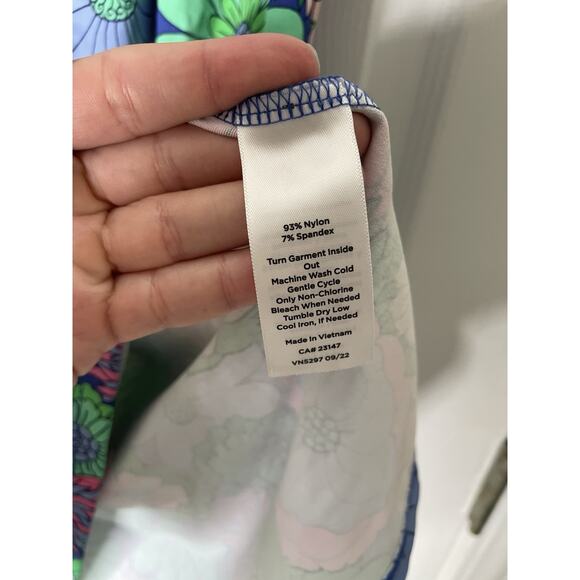 NWOT TALBOTS EFFORTLESS JERSEY FLORAL TIE DRESS Green & Blue Womens Medium - Picture 6 of 7